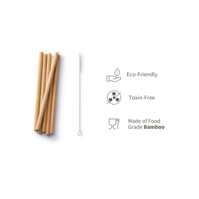 Bamboo Straw - Set of 6 + Straw Cleaning Brush 4