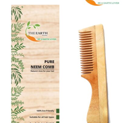 TET15 The Earth Trading Pure Kacchi Neem Wood Handle Comb Regular