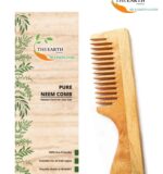 TET16 The Earth Trading Pure Kacchi Neem Wood Handle Comb Wide