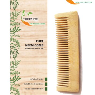 TET17 The Earth Trading Pure Kacchi Neem Wood Pocket Size Comb