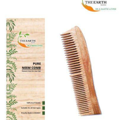 TET18 The Earth Trading Pure Kacchi Neem Wood Regular Curve Comb