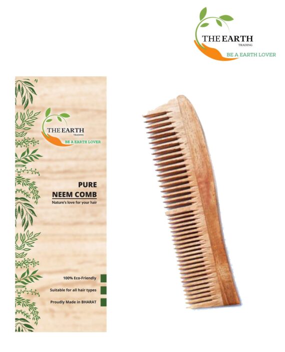 TET18 The Earth Trading Pure Kacchi Neem Wood Regular Curve Comb