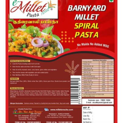 barnyard millet spiral pasta