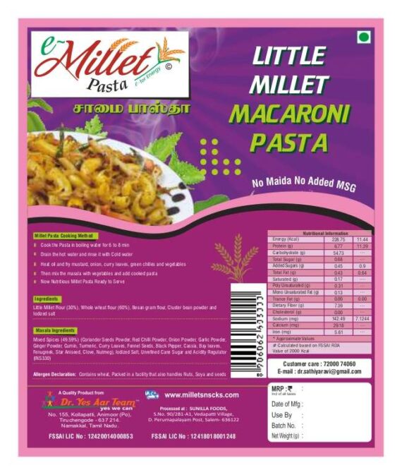 little millet macaroni pasta