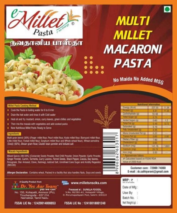 multi millet macaroni pasta