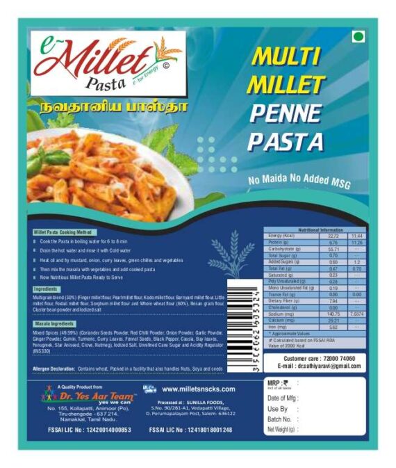 multi millet penne pasta