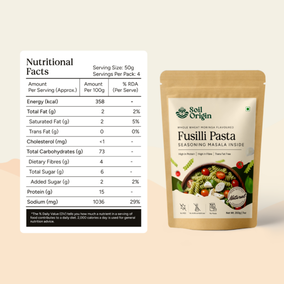 Soil Origin Moringa Wheat Pasta (Seasoning Masala Inside) - 500 Gm