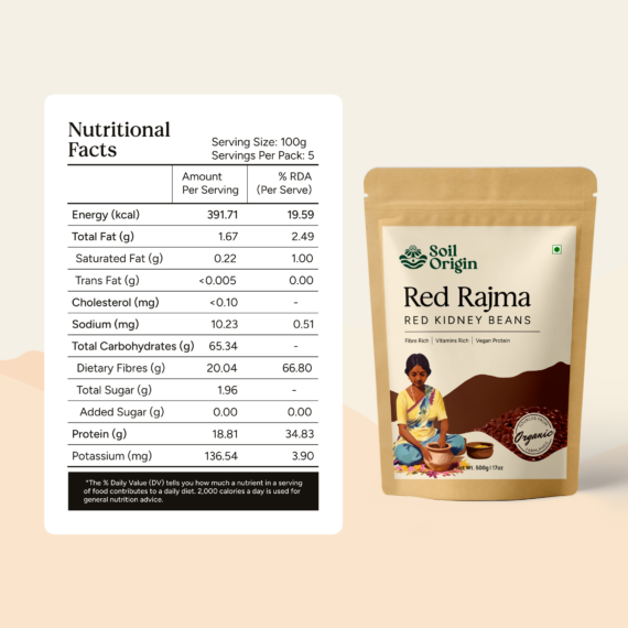 Soil Origin Red Rajma (Kidney Beans) - 500 Gm (Pack Of 2)